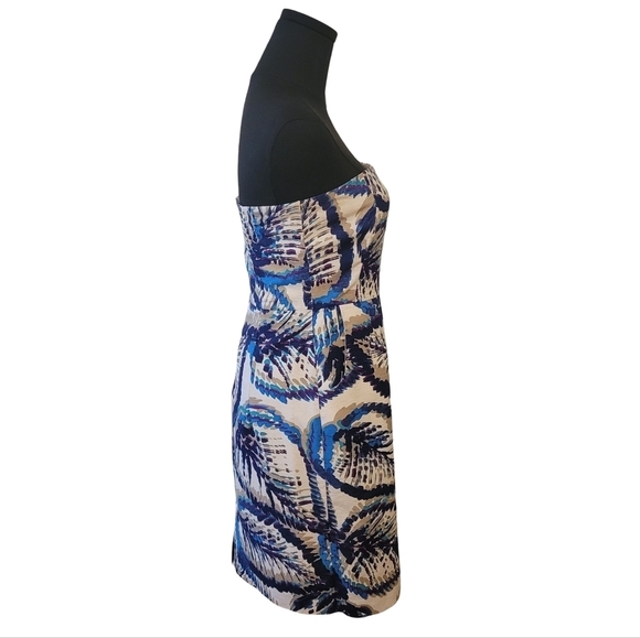 Banana Republic Graphic Print Strapless Silk Dress Size 4 - Picture 3 of 5